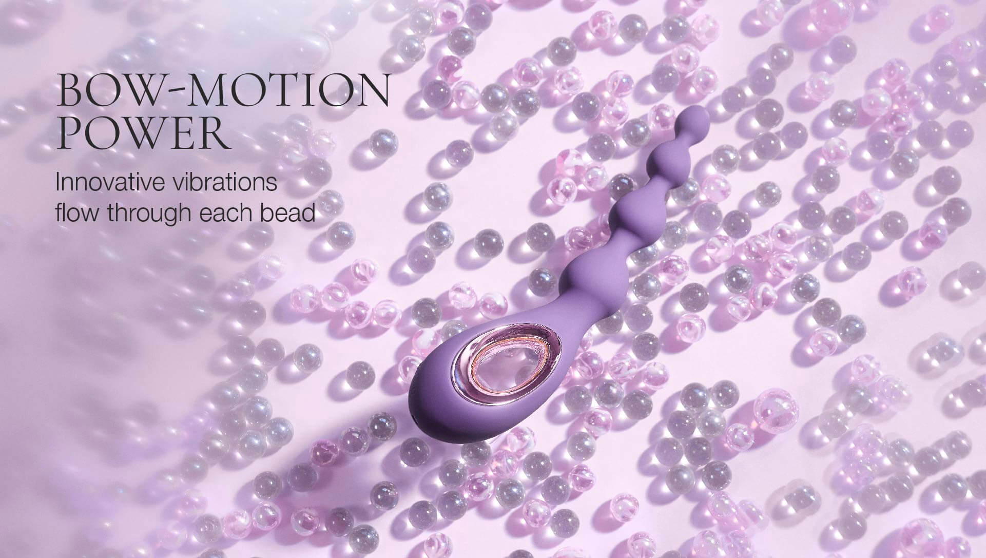 Purple device with bead-like structure on a textured purple background
