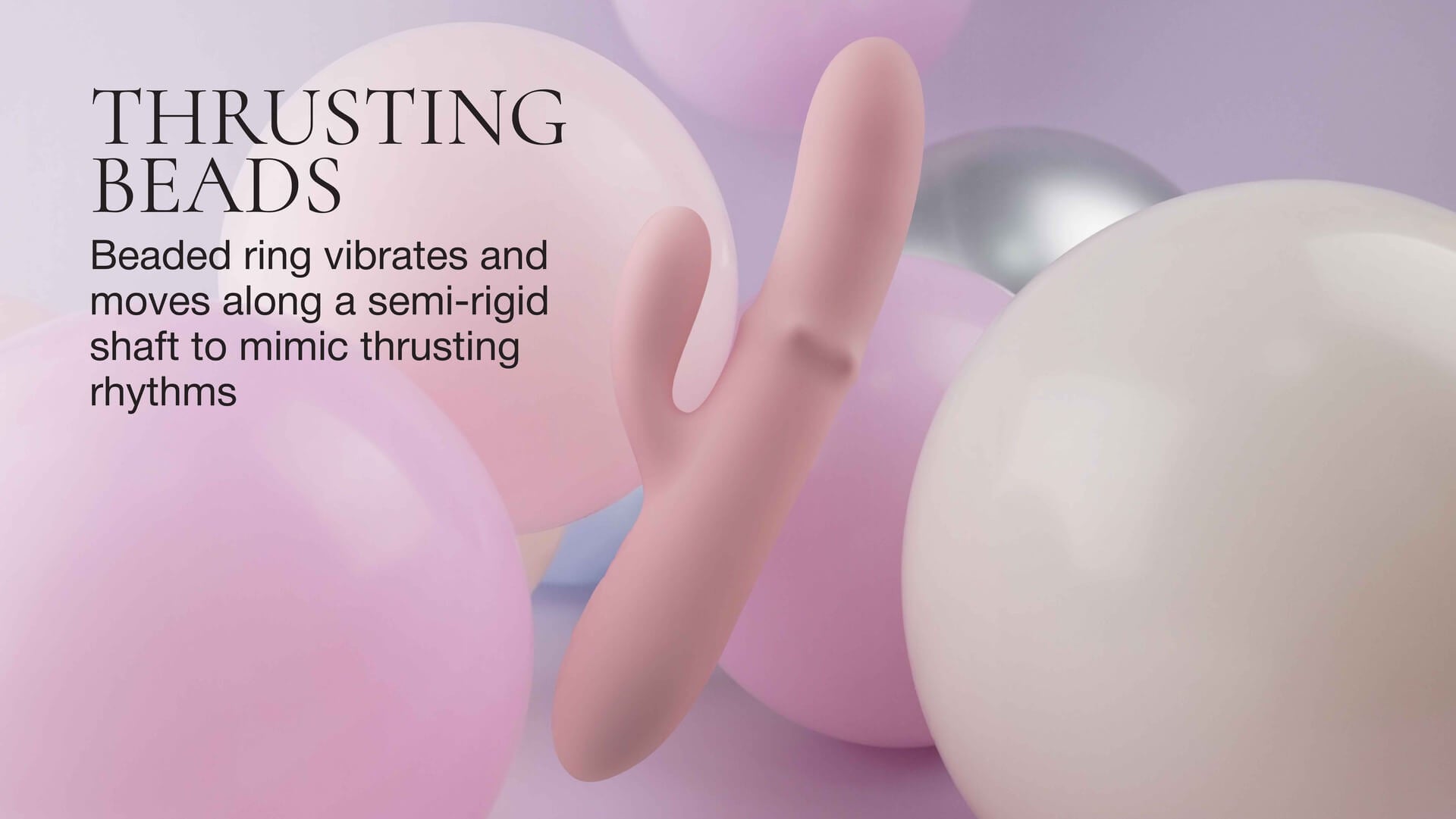 Pink rabbit vibrator with text on a purple background