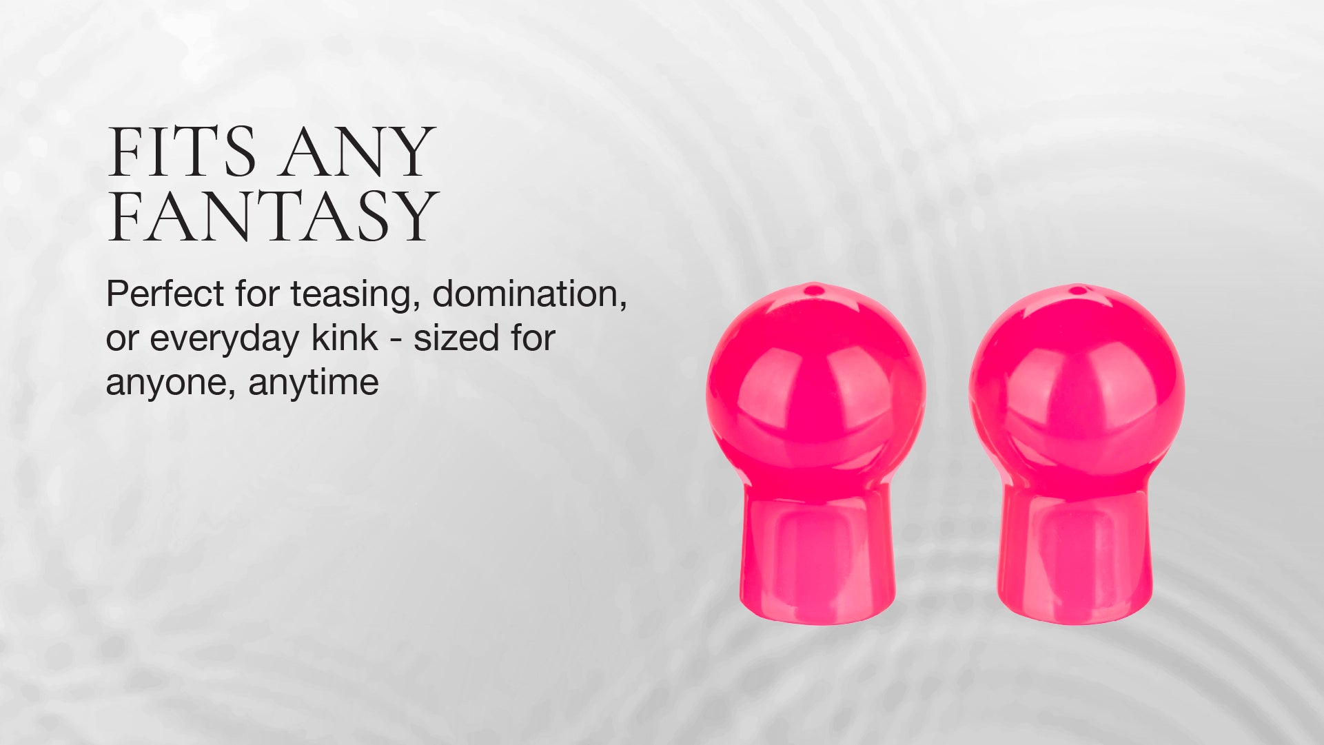 Two pink nipple suckers on a light gray background with text about fantasy and use.