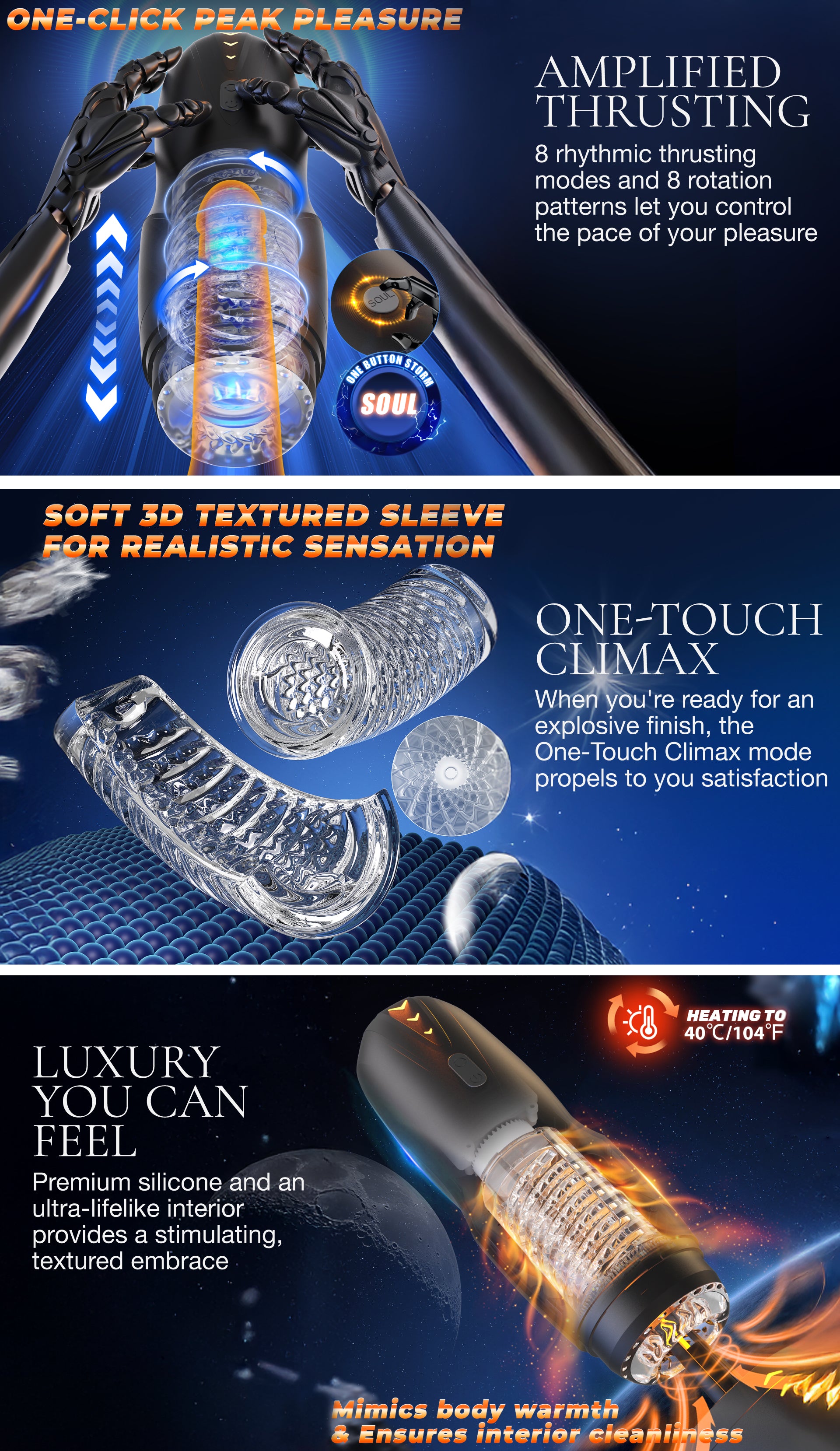 Product advertisement with text describing features of a sexual product.