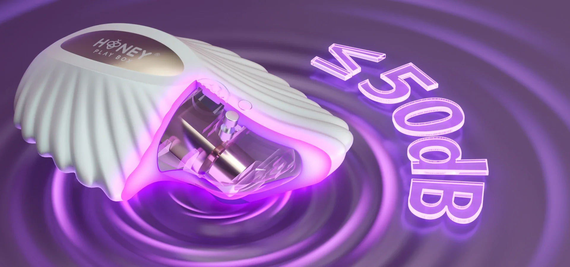 White electronic device with purple accents on a purple background, featuring the brand 'Honey Play Box'.