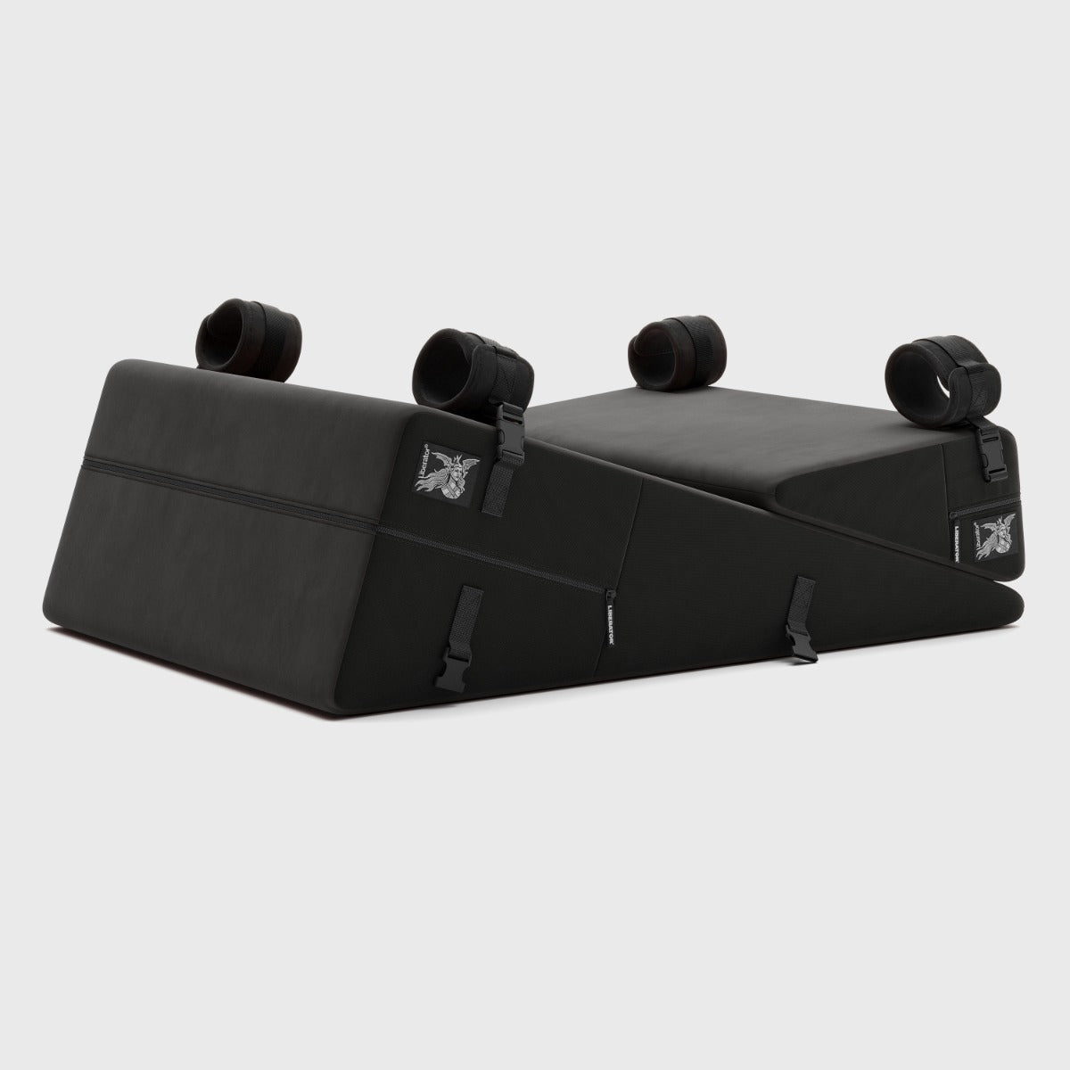 Bondage wedge ramp combo sex pillow in lush black on white background