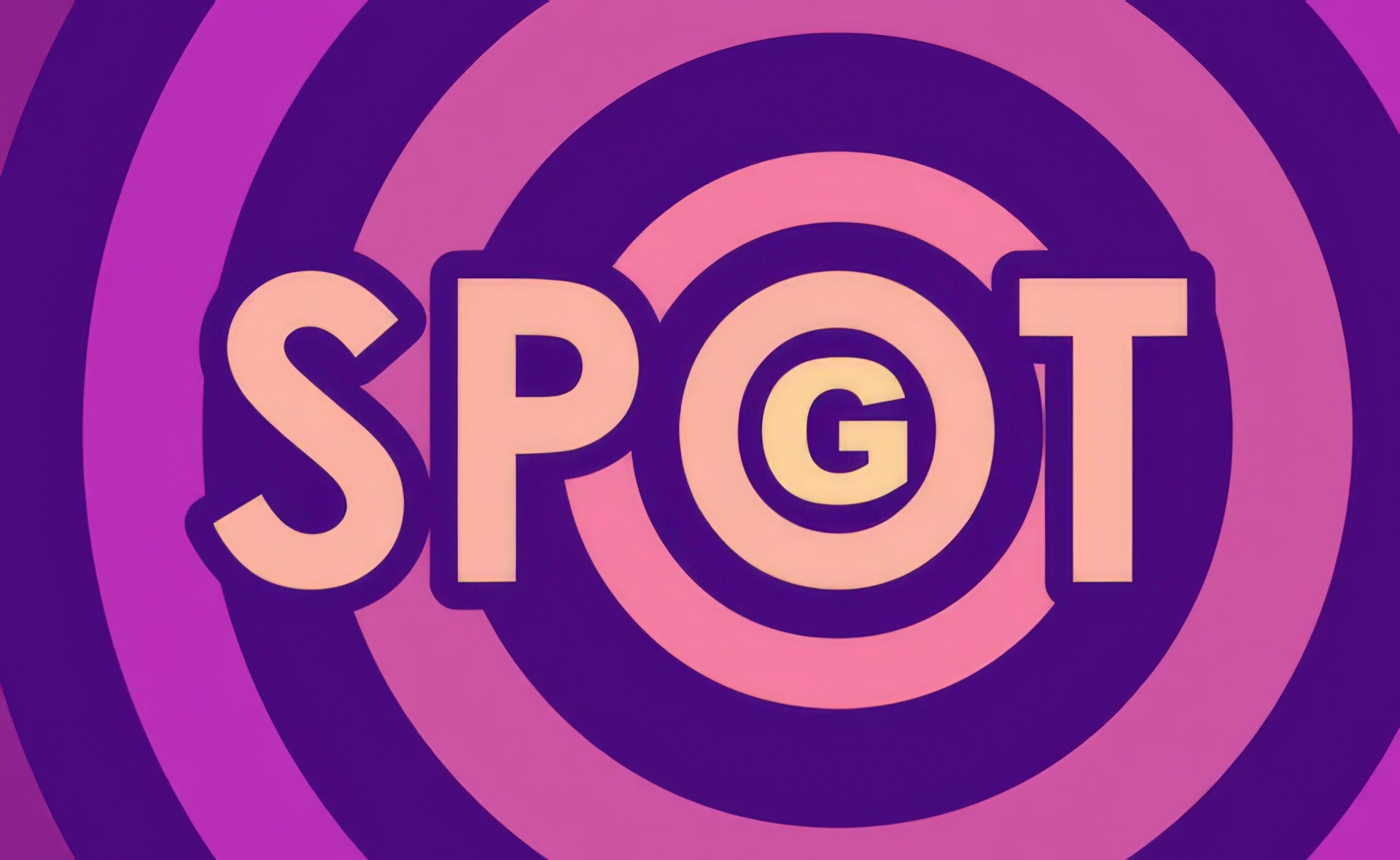 Bold graphic reading 'G SPOT' in peach block letters on a swirling purple and magenta background.