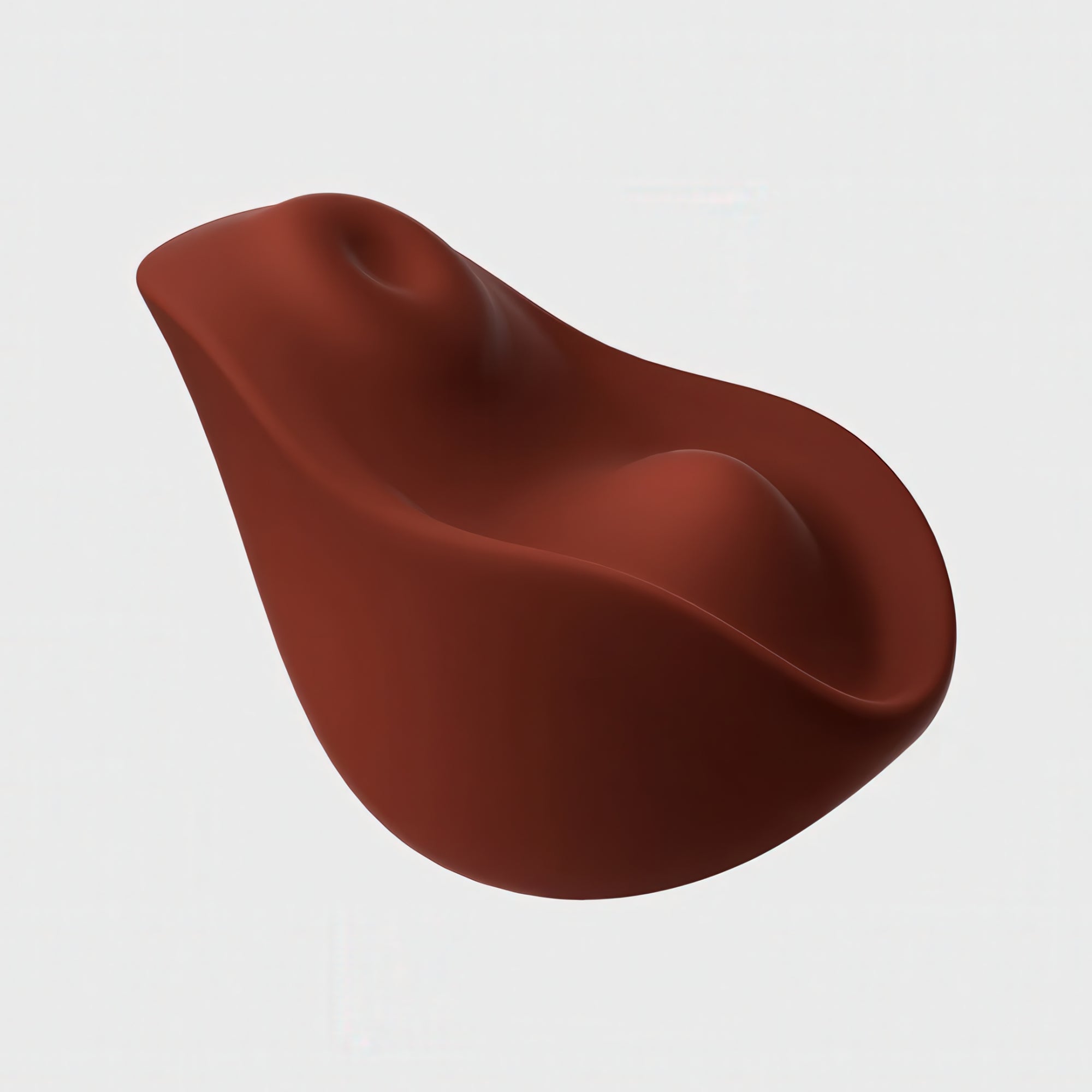 Brown silicone vibrator abstract sculpture on a white background