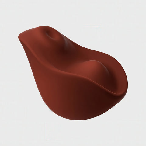 Brown silicone vibrator abstract sculpture on a white background