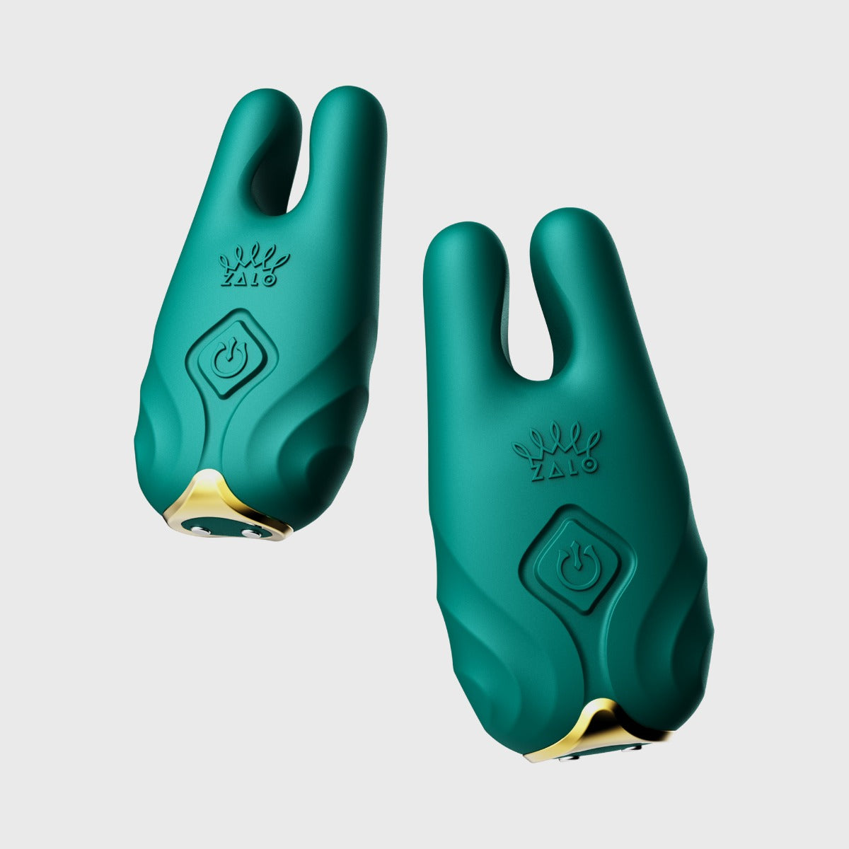Nave vibrating nipple clamps by Zalo in deep green teal