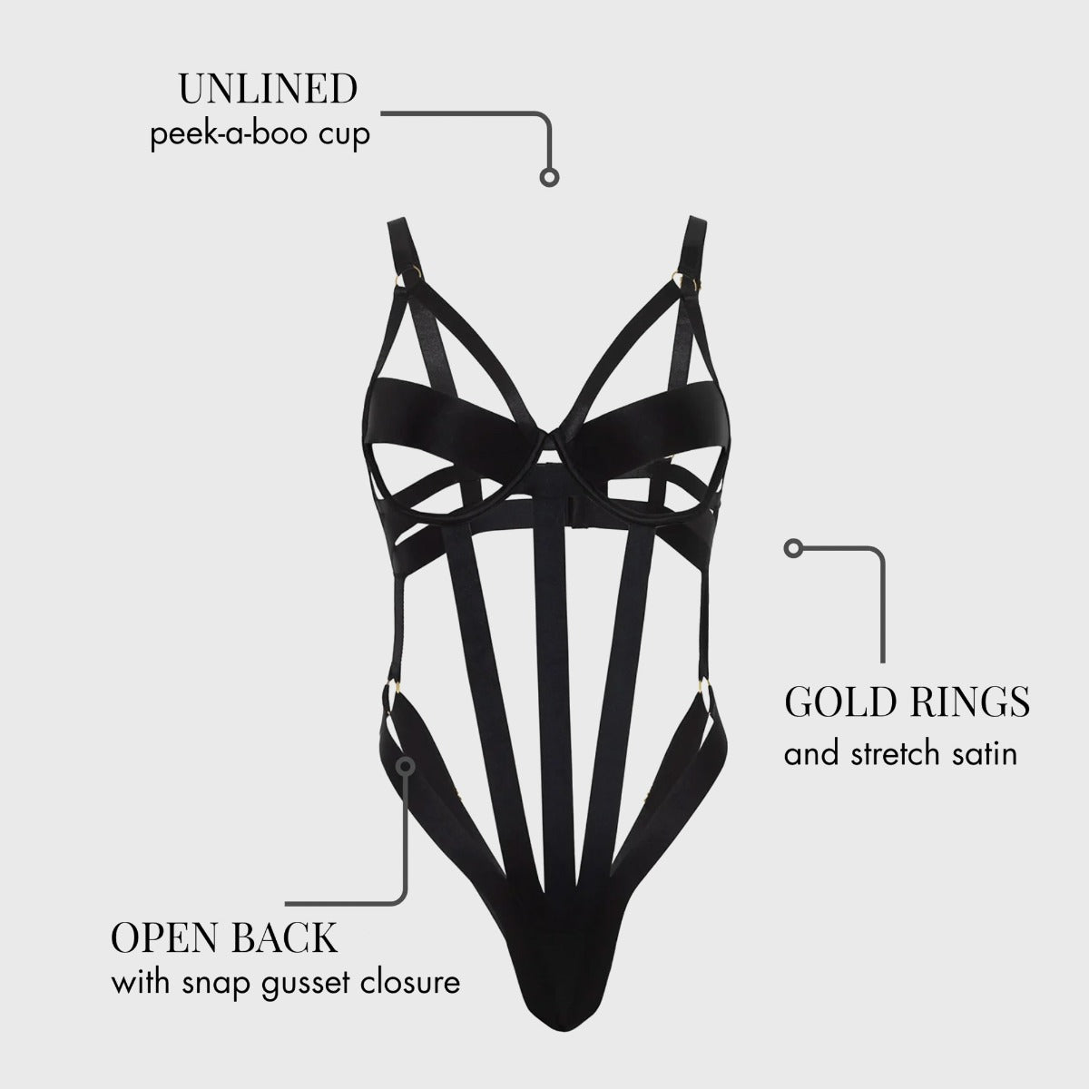 Rebel Strappy Teddy features infographic