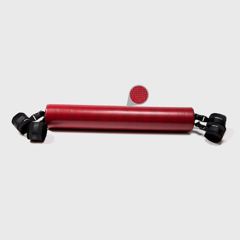 Red and black spreader bar on a white background