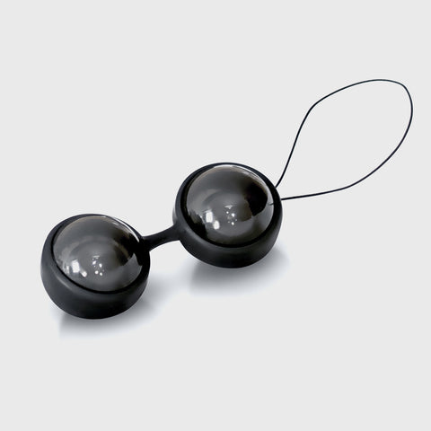 LELO Beads™ Noir Kegel Balls on White Background, Black