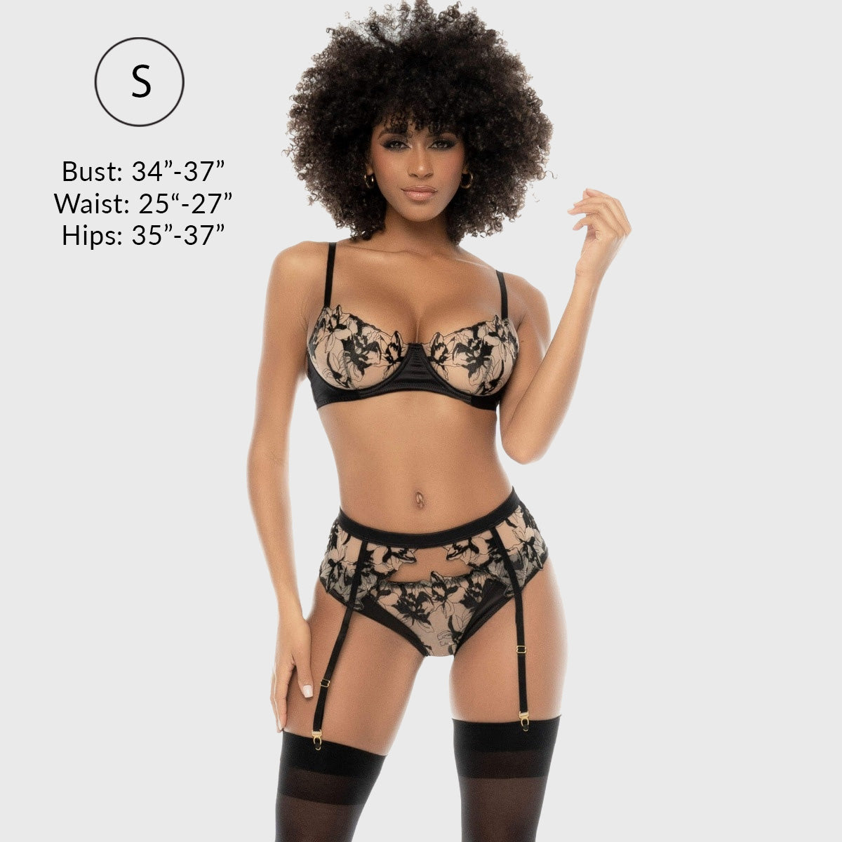 Mia Bra, Panty, & Garter Belt Set - S