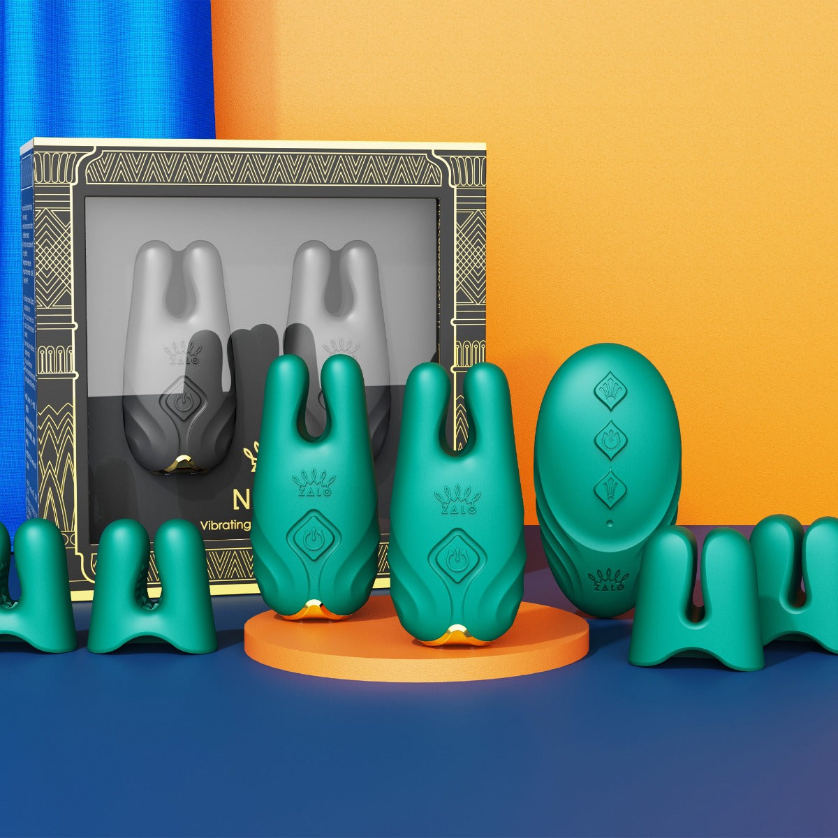 Packaging shot of Nave vibrating nipple clamps by zalo