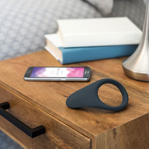 We-Vibe Verge P-Spot Vibrating Ring laying on bedside dresser