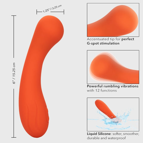 Accentuated tip for perfect G-spot stimulation, Powerful rumbling vibrations with 12 functions, Liquid silicone
