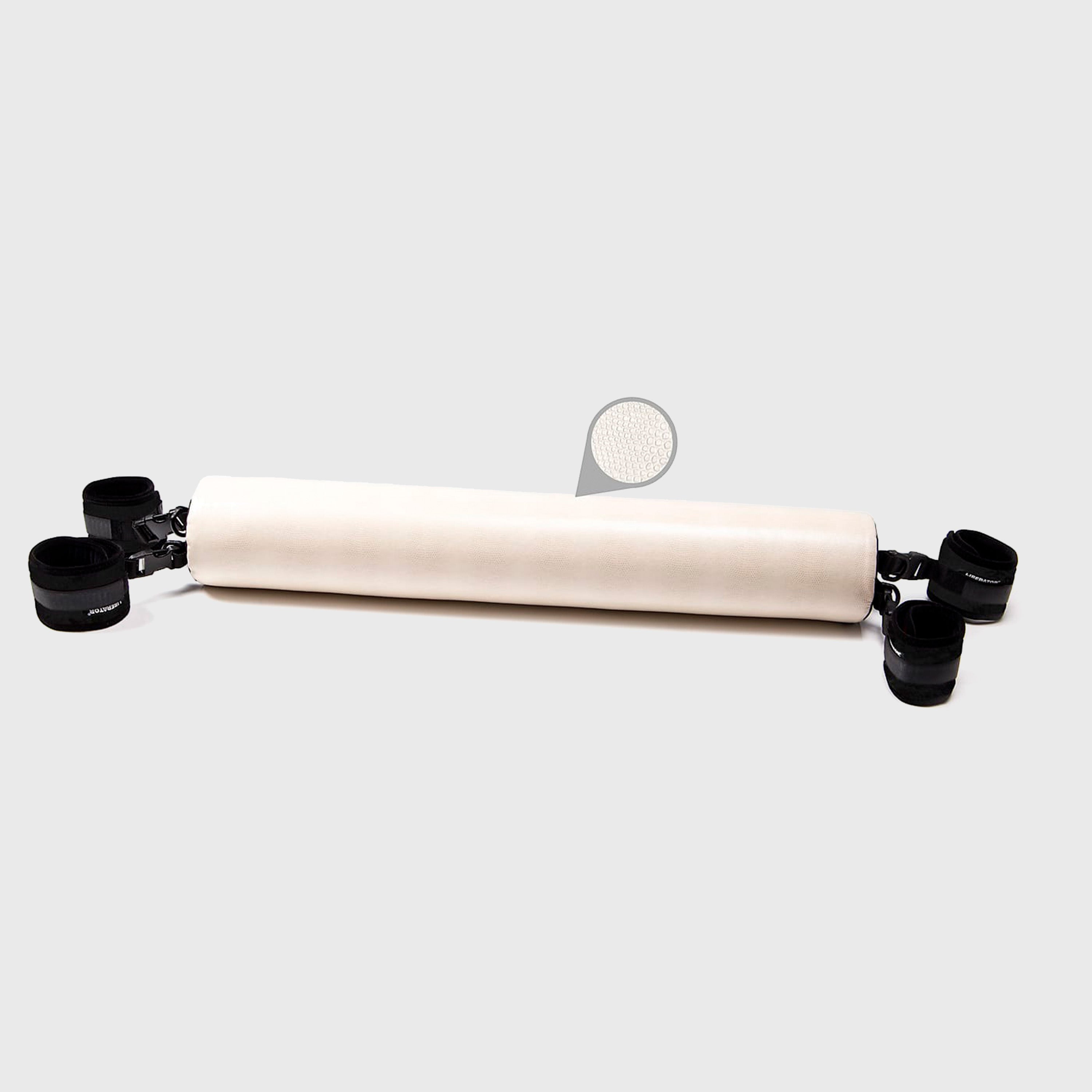 Spreader bar with black attachments on a white background
