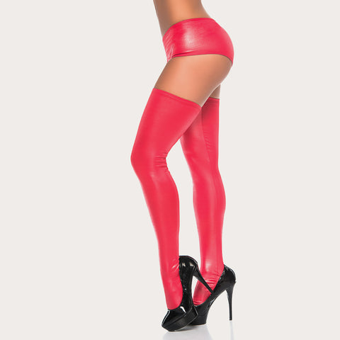 Iris metallic stockings in red