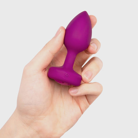 b-Vibe Vibrating Jewel Butt Plug in Small/Medium size held in hand