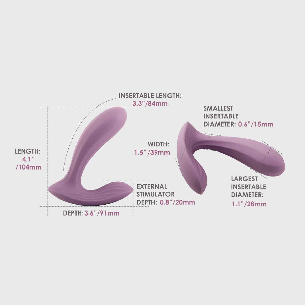 Erica Wearable Vibrator by Svakom measurement graphics