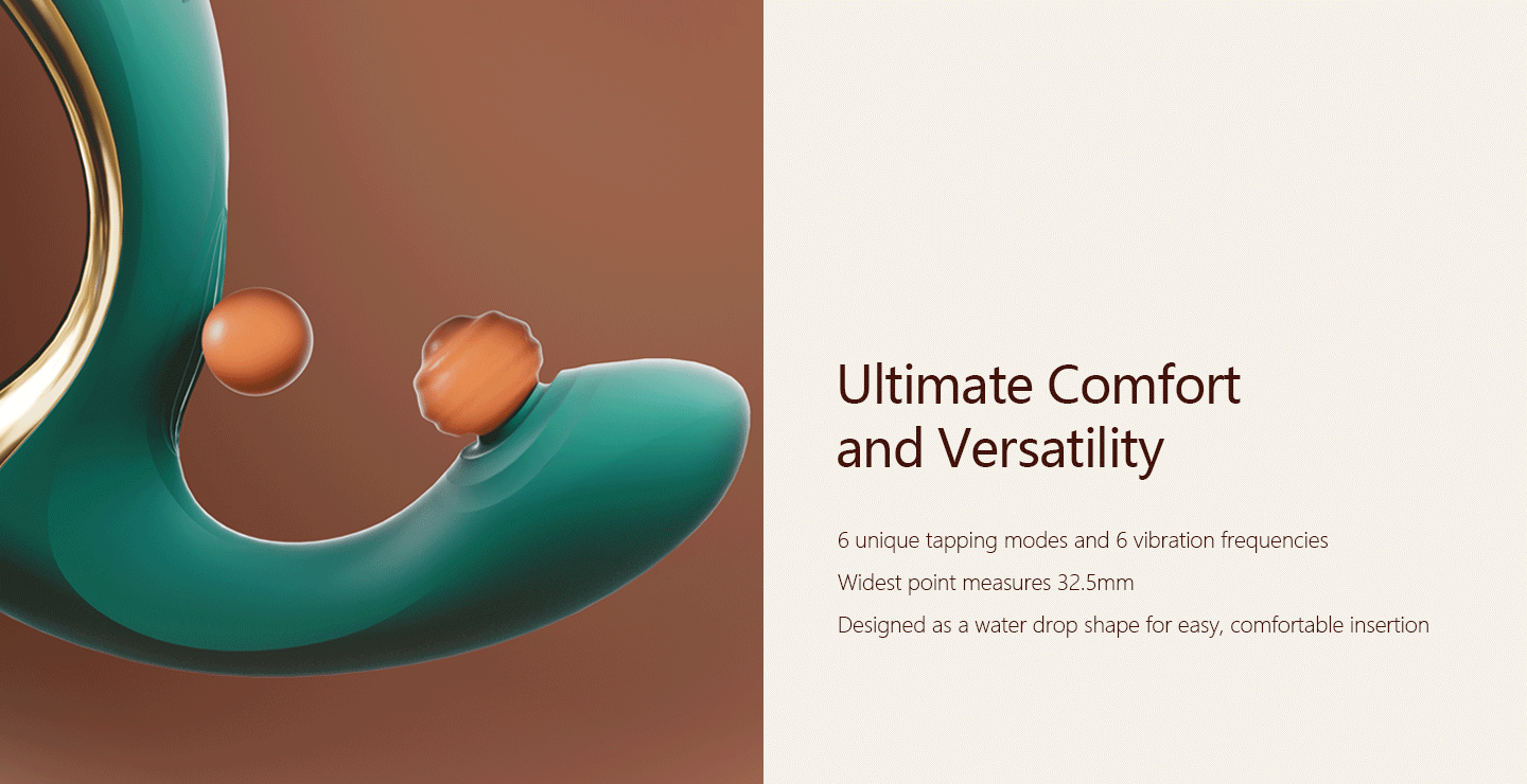 Animated GIF showing vibrational patterns of toy alongside promotional text