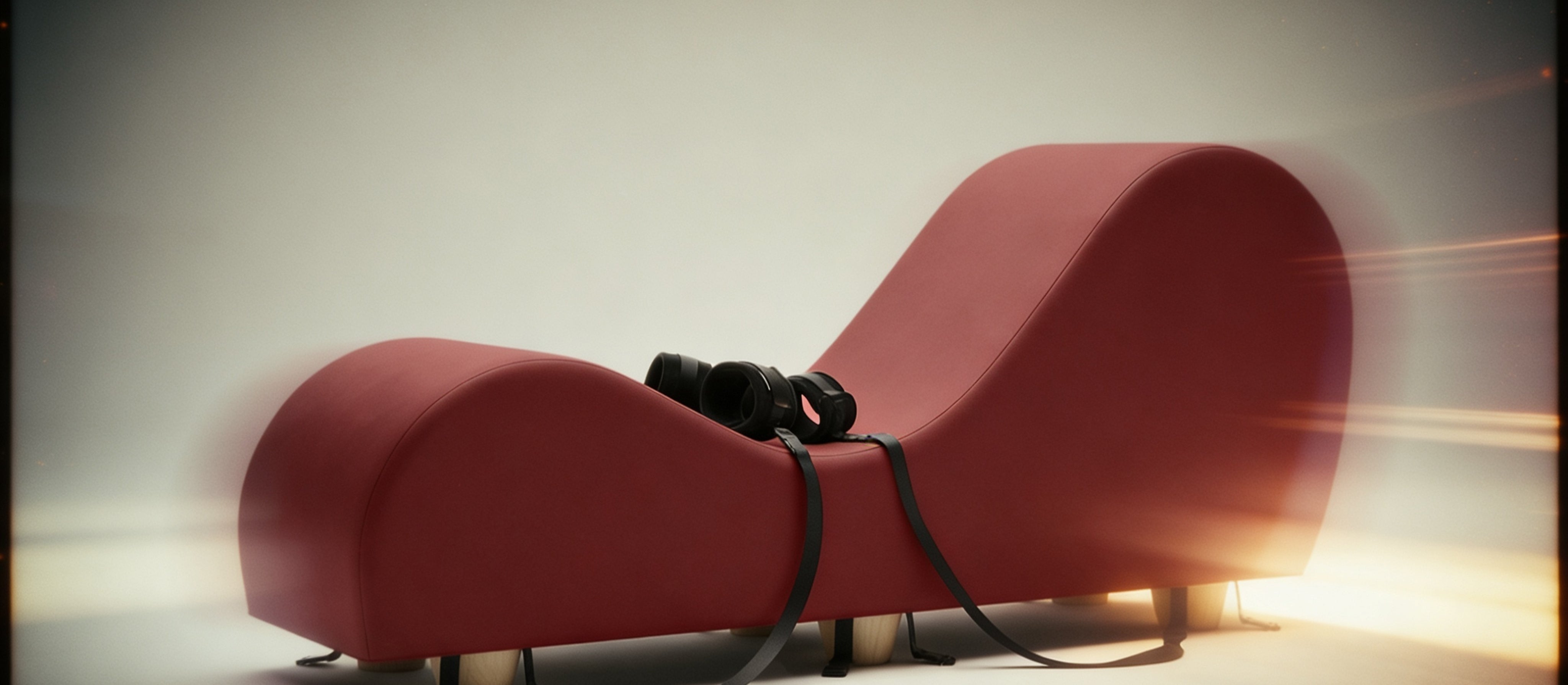 Red lounge chair with a blurred background
