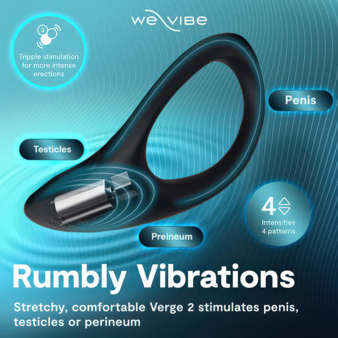 Product advertisement for 'Rumbly Vibrations' with branding and text on a blue background