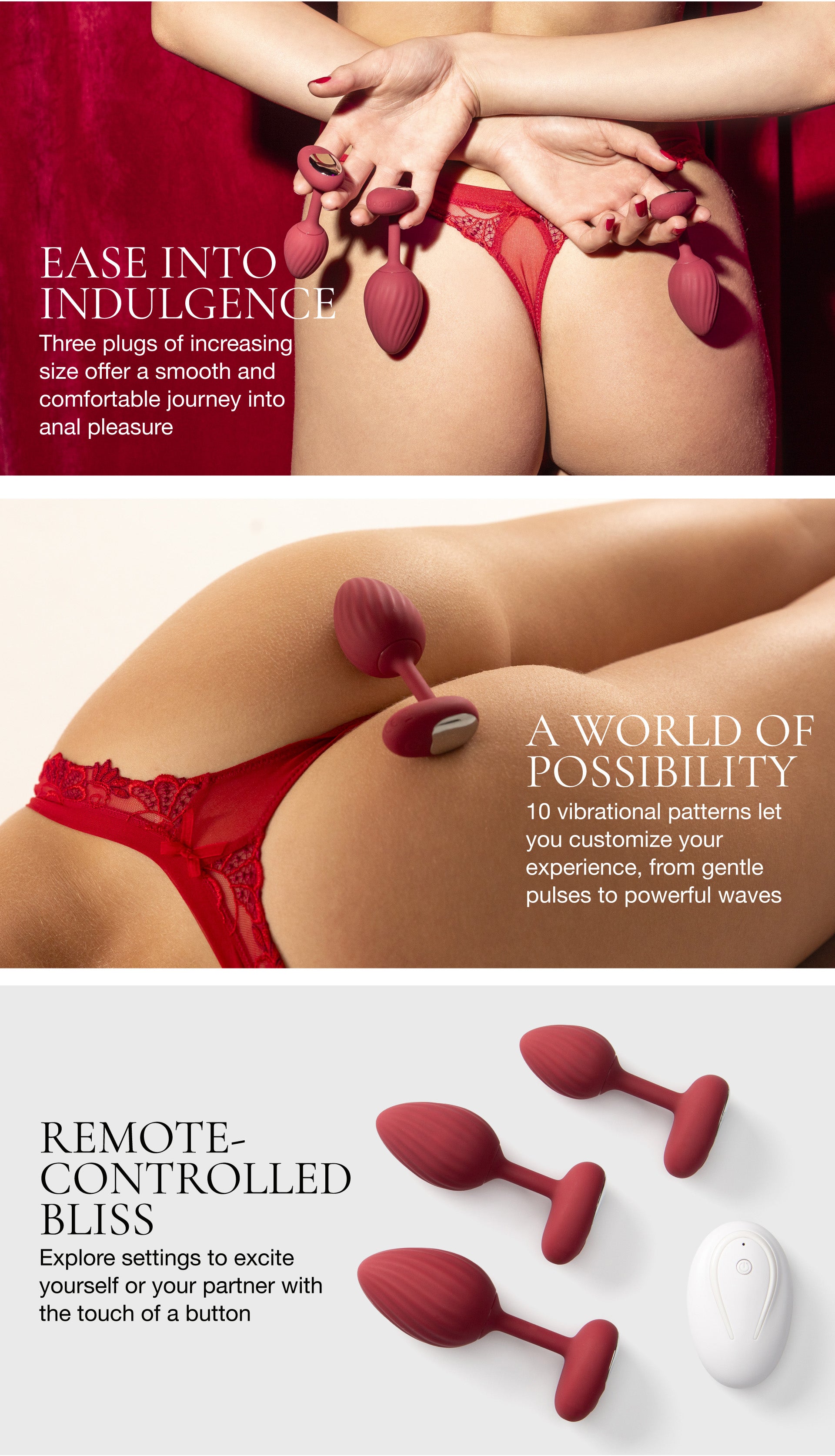 Advertisement for a remote-controlled sexual product with text describing features.