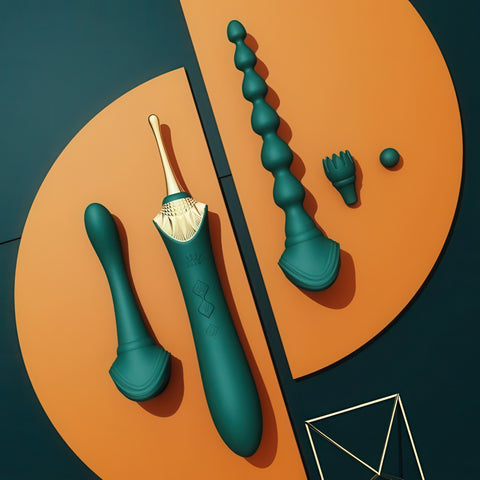 Lifestyle shot of Bess vibrator disassembled on split table