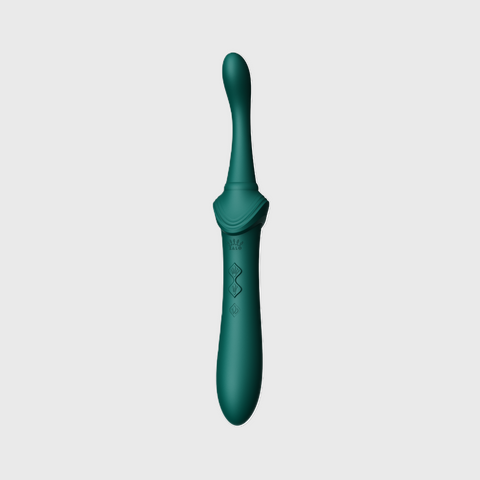 Bess vibrator in green with dildo tip