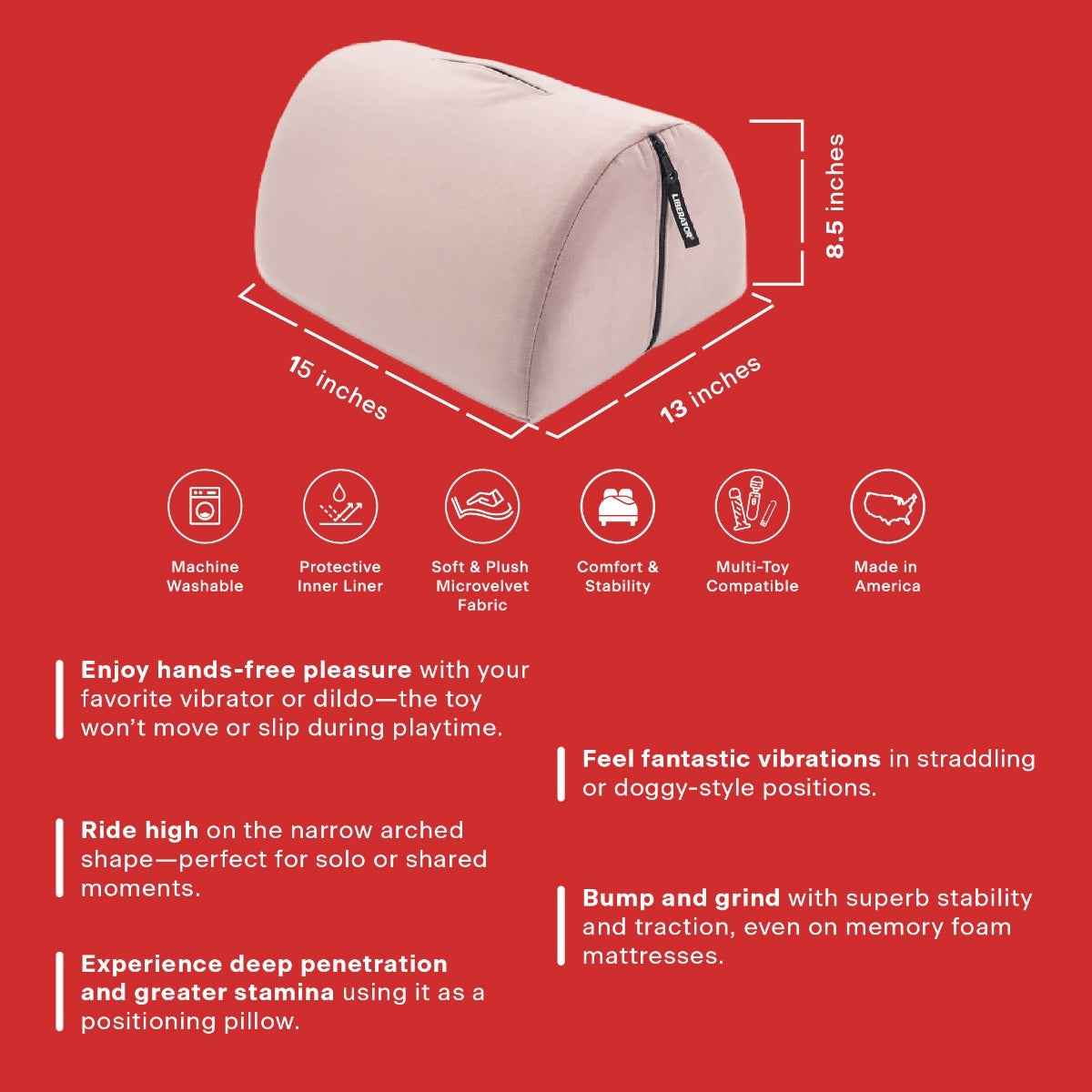 BonBon Sex Toy Mount, infographic and measurement graphic