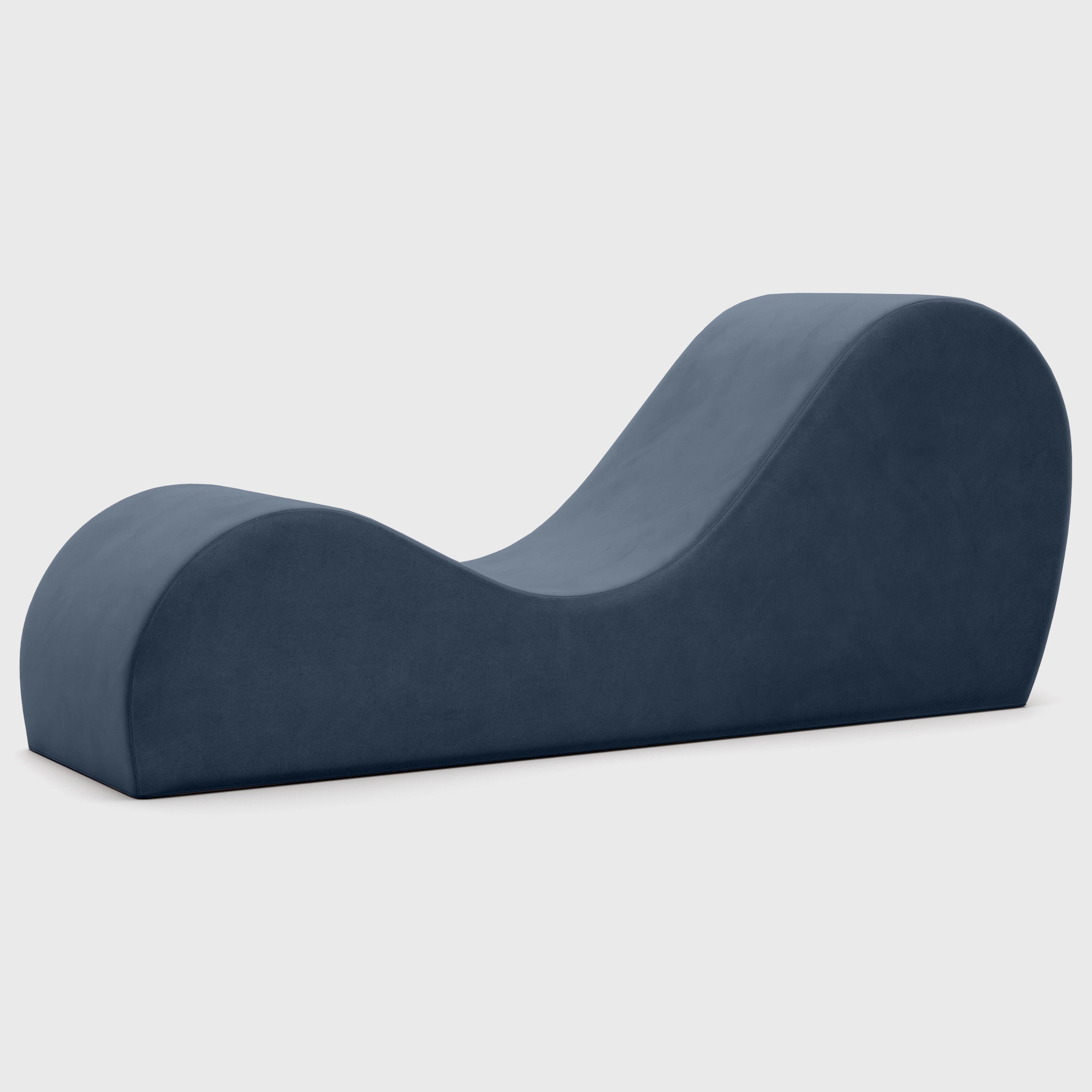 Blue curved chaise on a white background