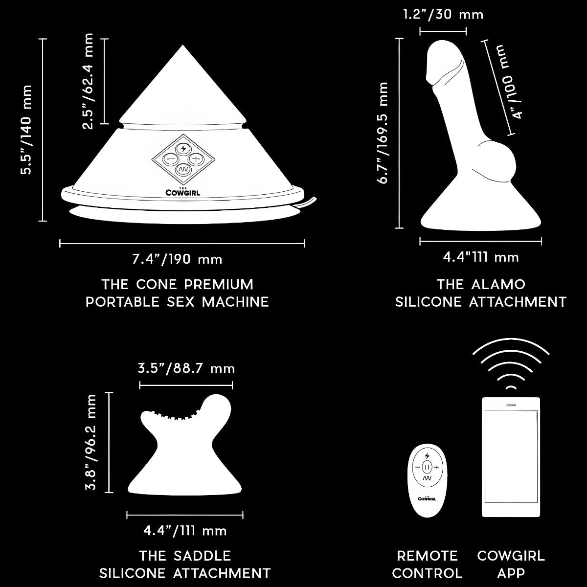 Cowgirl Cone size infographic