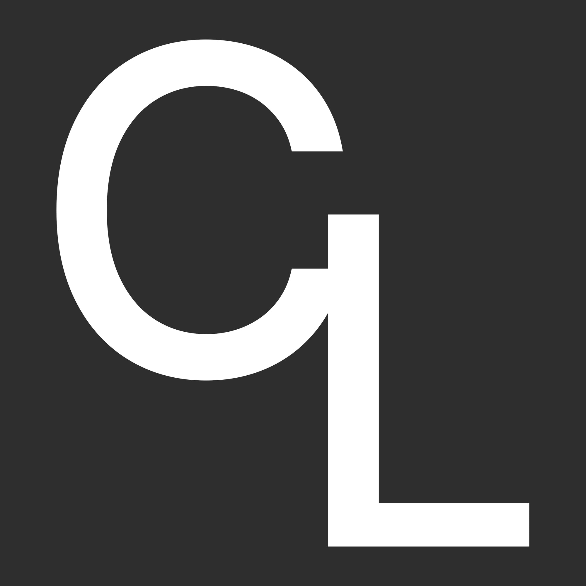 White letters 'CL' on a black background