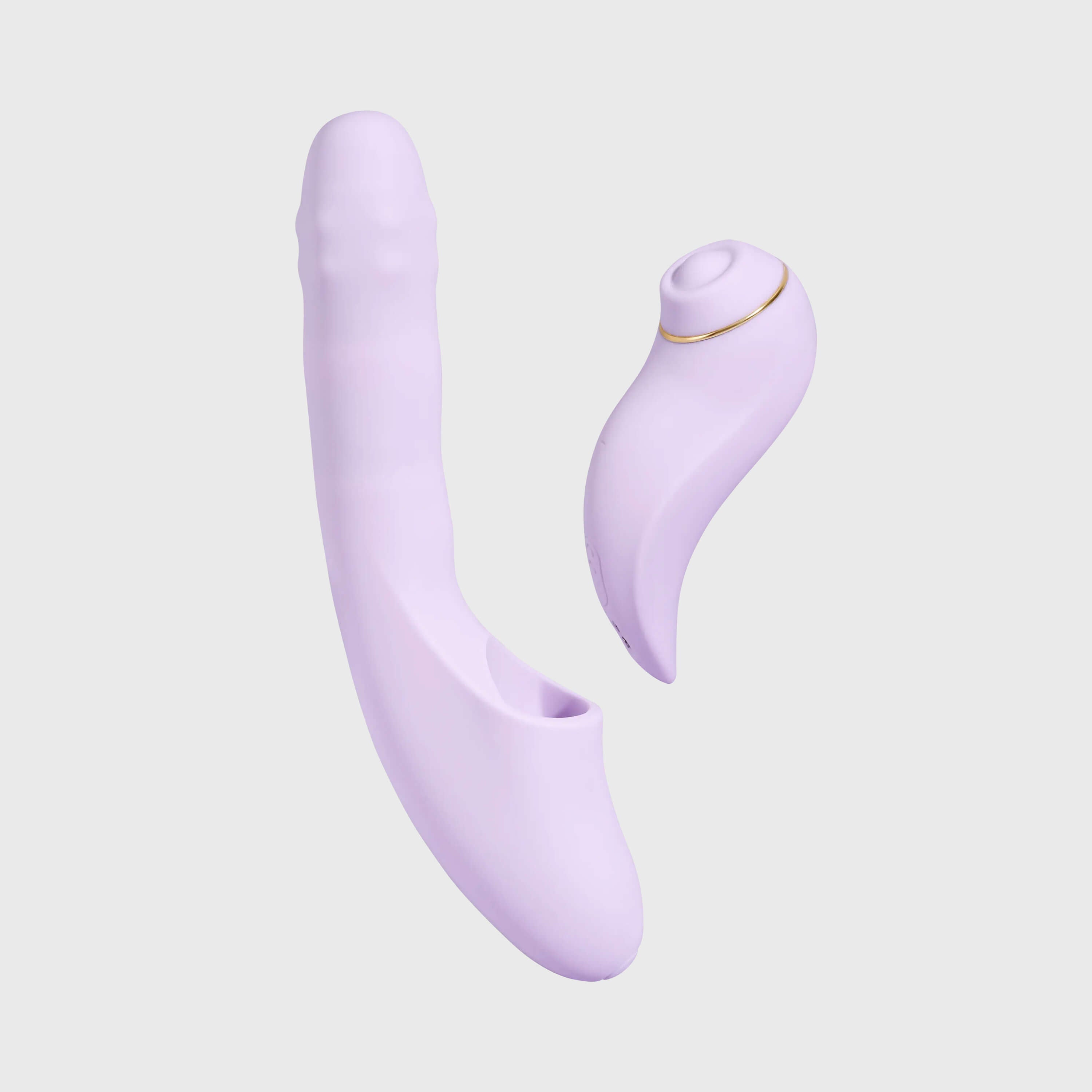 Purple silicone product on a light gray background