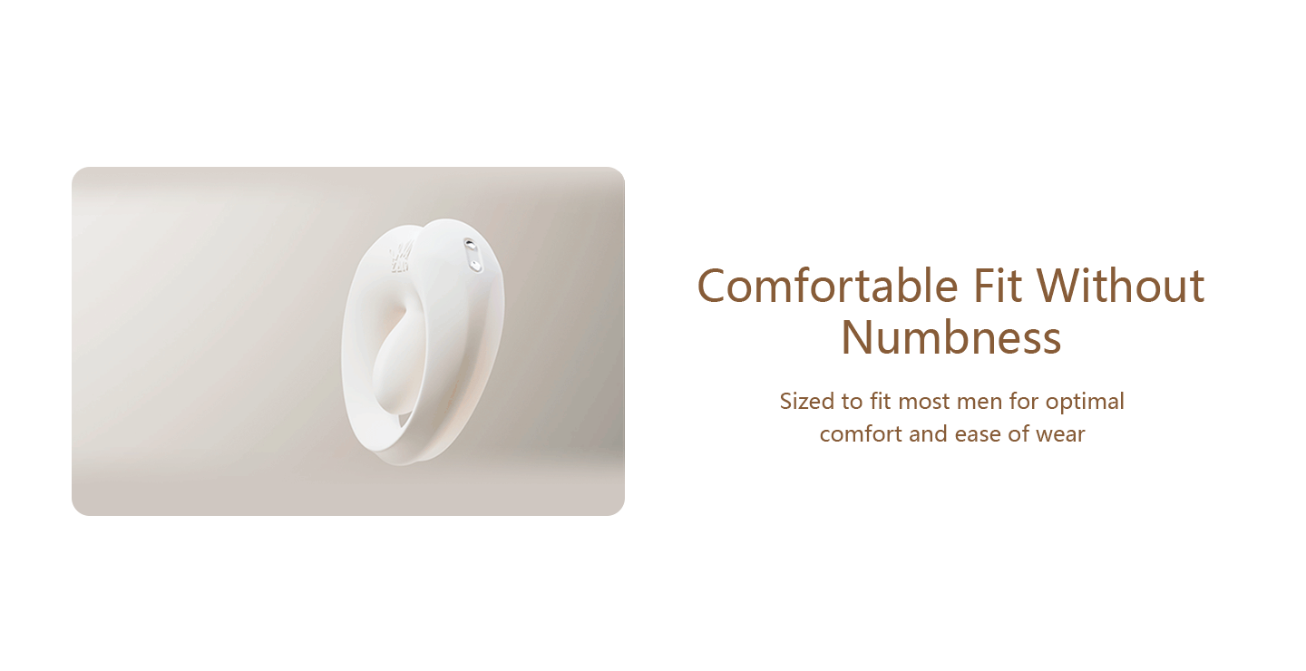 Animated GIF showing fit of cock ring alongside promotional text