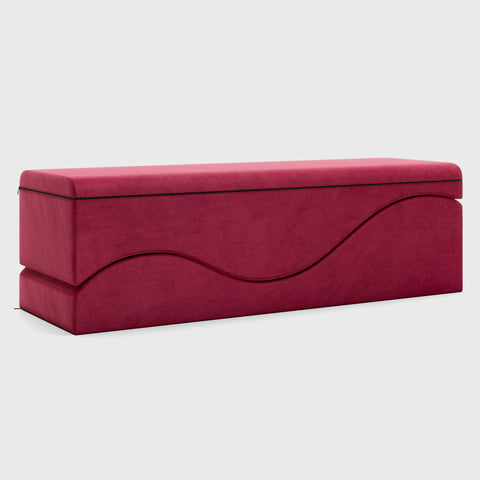 Red storage bench on a white background