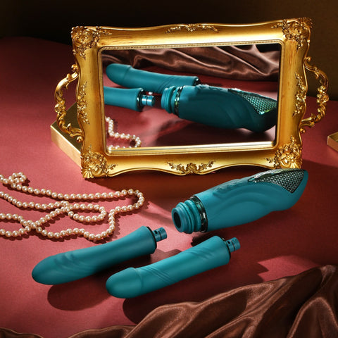 Lifestyle shot of Sesh Sex Machine disassembled in front of a mirror