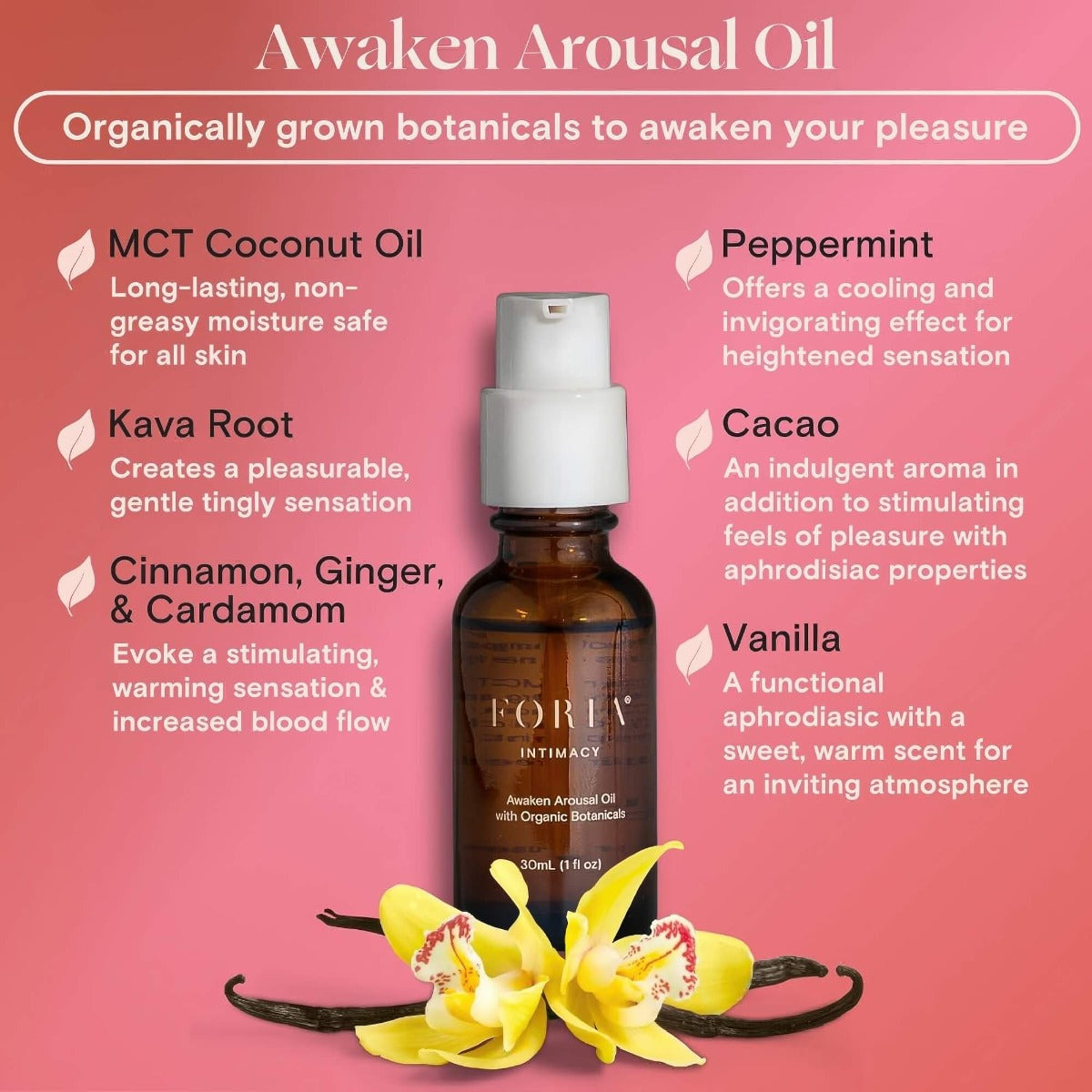 Foria Awaken Arousal Oil with Organic Botanicals Ingredients