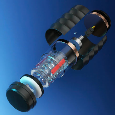 Disassembly graphic of the Warrior automatic masturbator by Honey Play Box