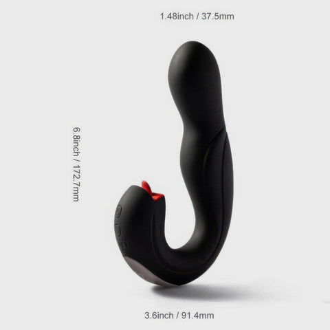 Joi Pro g spot rabbit vibrator and clitoral stimulator by Honey Play Box measurement diagram