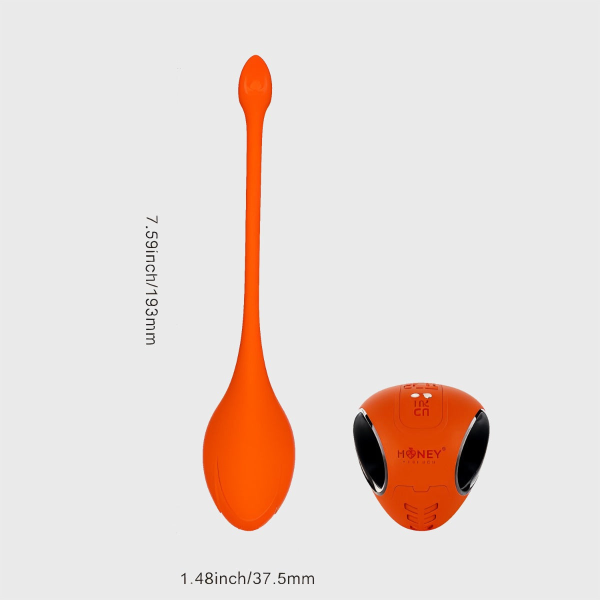Lili Egg Vibrator by Honey Play Box on white with dimensions measurements