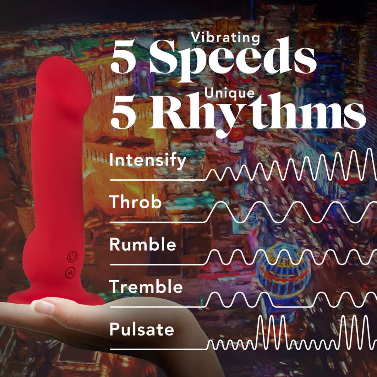 Impressions | Las Vegas Curve Vibrating P-Spot Dildo - 5 Speeds, 5 Unique Rhythms