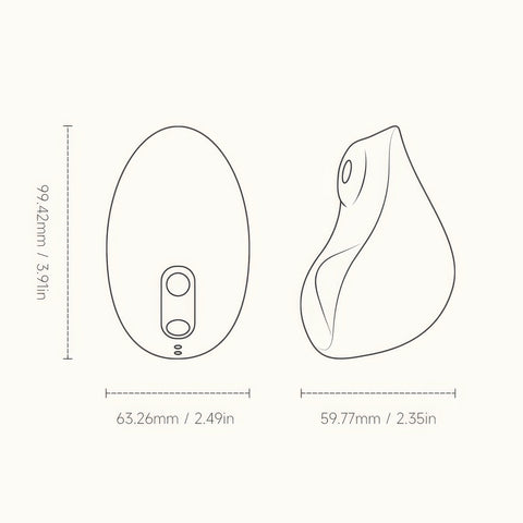 Technical drawing of a vibrator with dimensions labeled