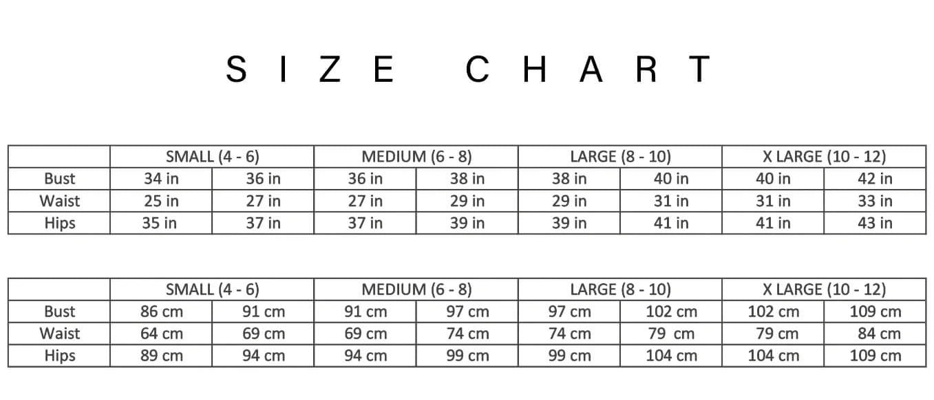 Mapale Size Chart