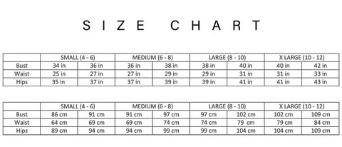 Mapale Size Chart