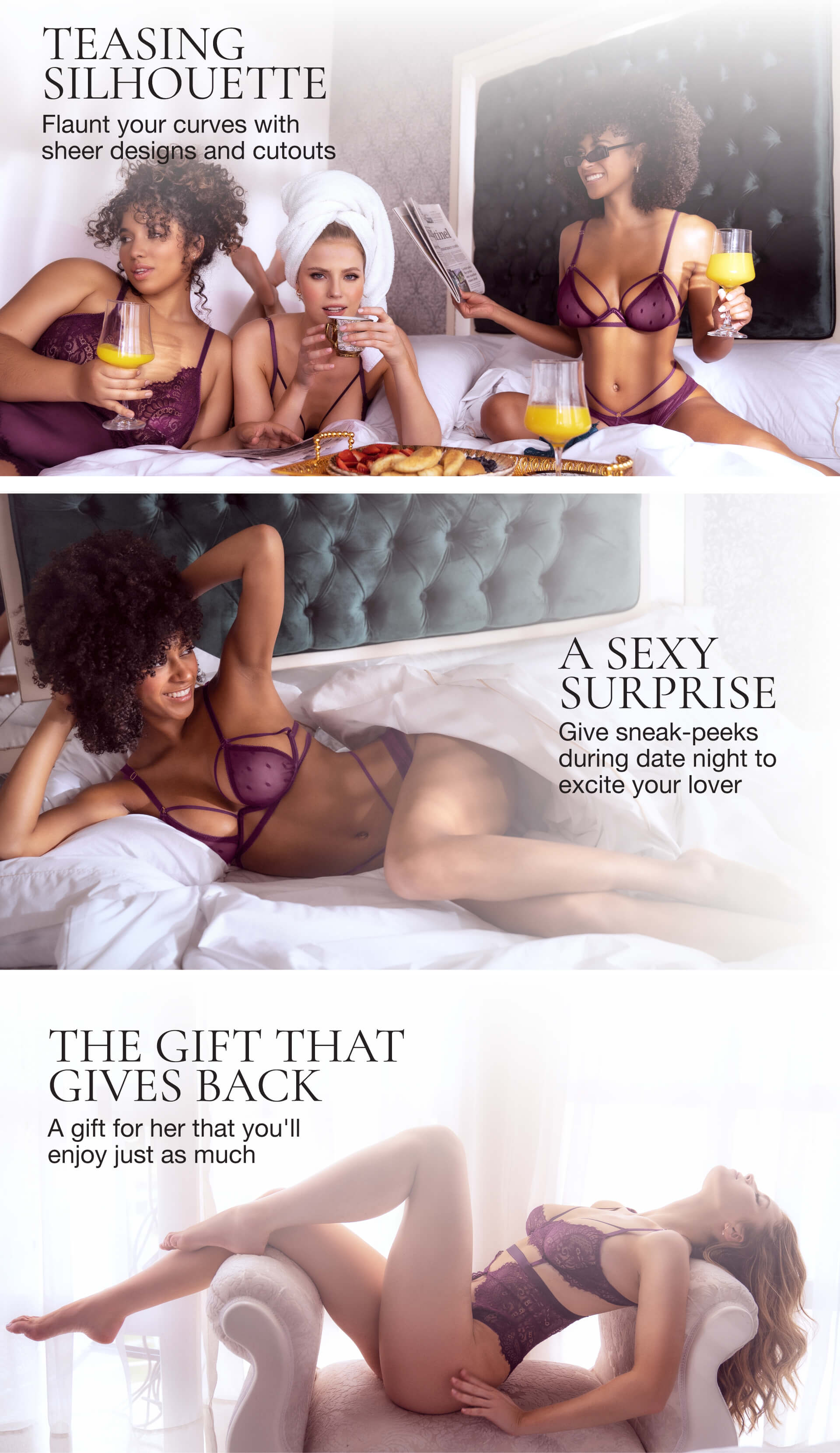 Advertisement featuring women in lingerie with promotional text.