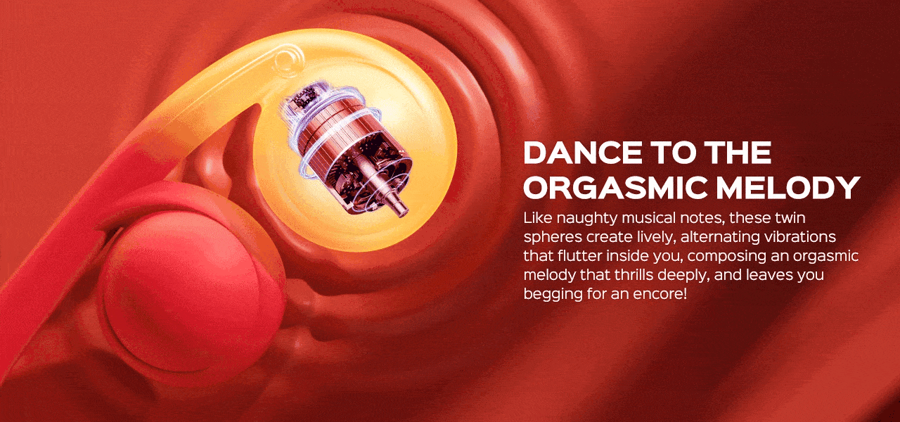 Animated GIF showing interior motors of a vibrator alongside promotional text