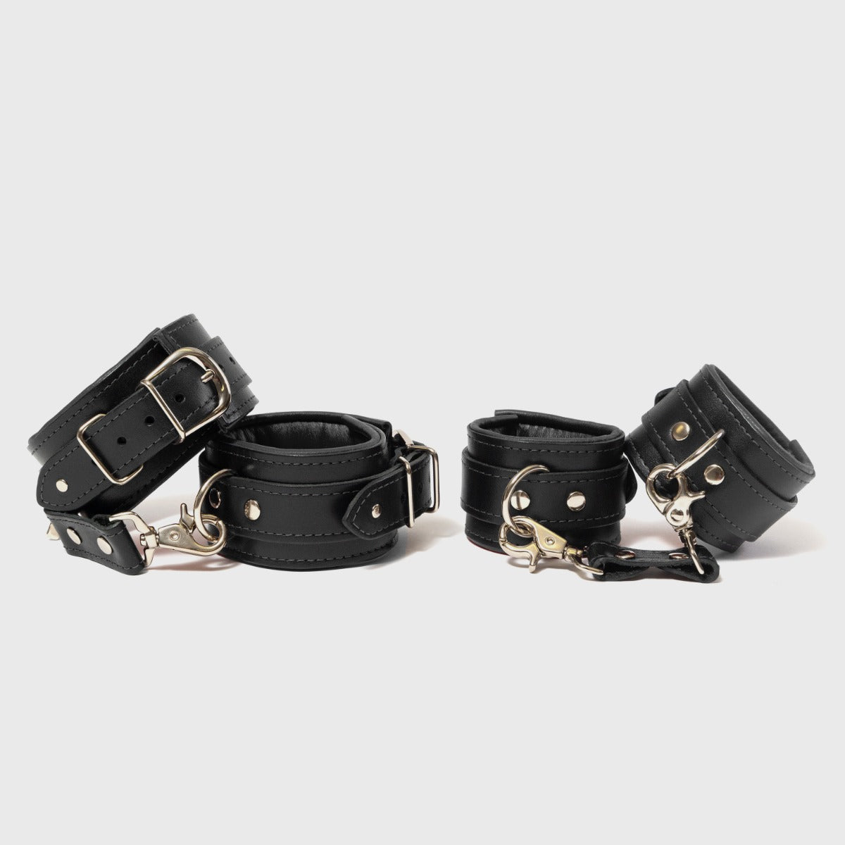 Mercer Padded Leather Wrist and Ankle Cuffs in black