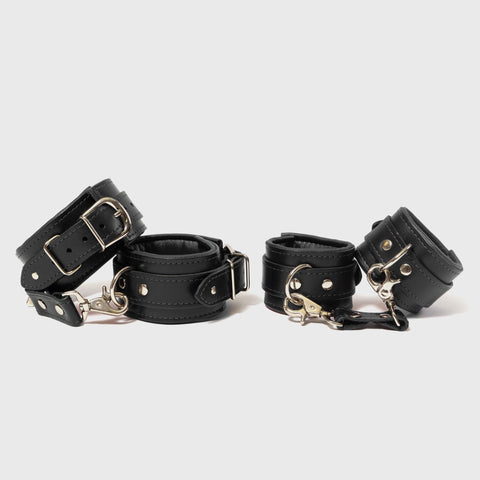 Mercer Padded Leather Wrist and Ankle Cuffs in black