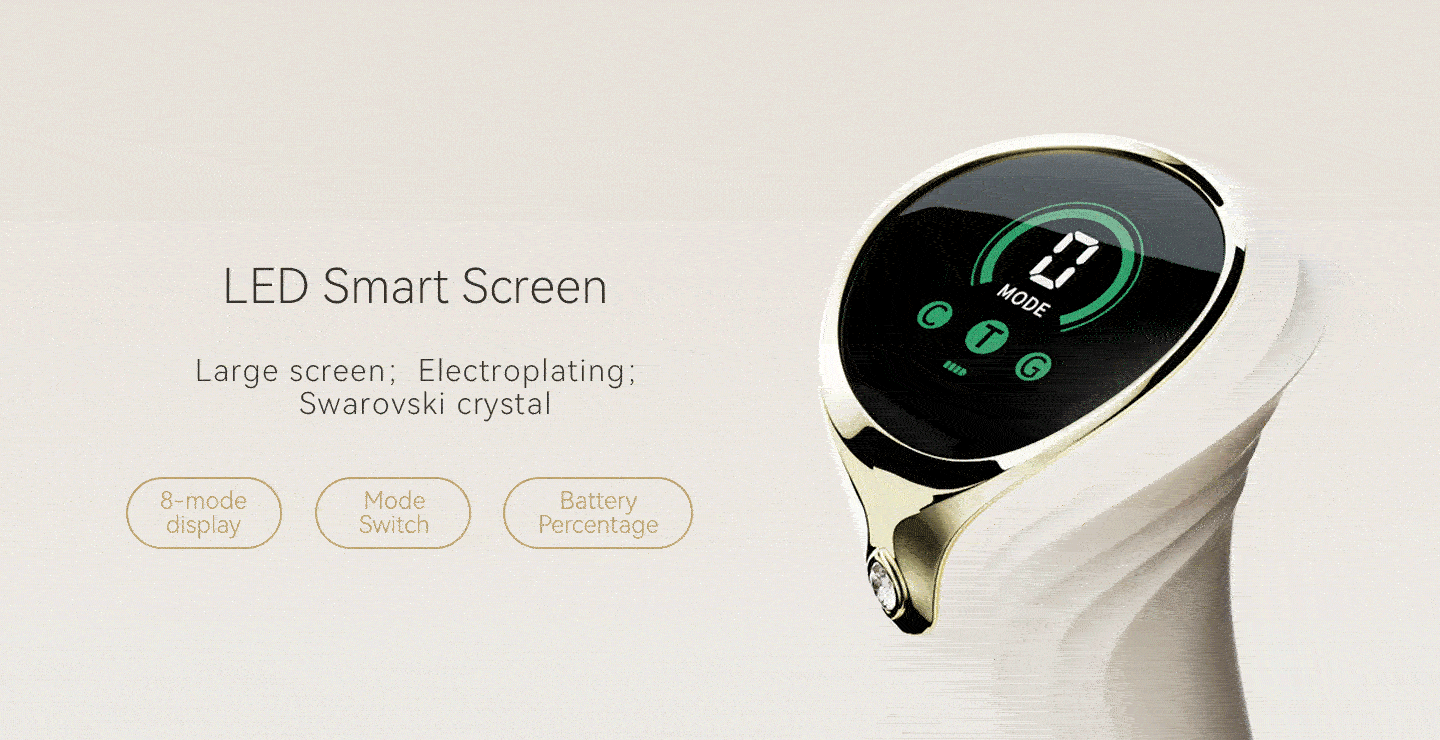 Animated GIF showing off LED screen of toy alongside promotional text