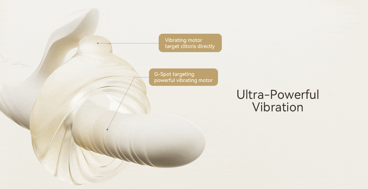 Animated GIF showing thrusting function of rabbit vibrator toy