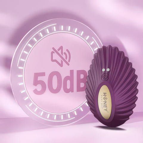 Purple device with 'Honey Play Box' branding on a pink background with a 50dB indicator.
